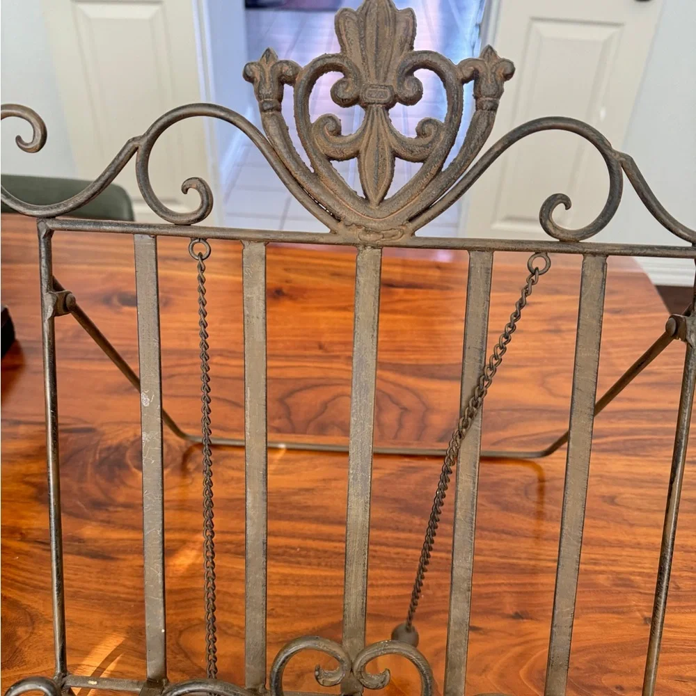 Elegant Brown Metal Cookbook Stand With Page Weights Metal Farmhouse Large